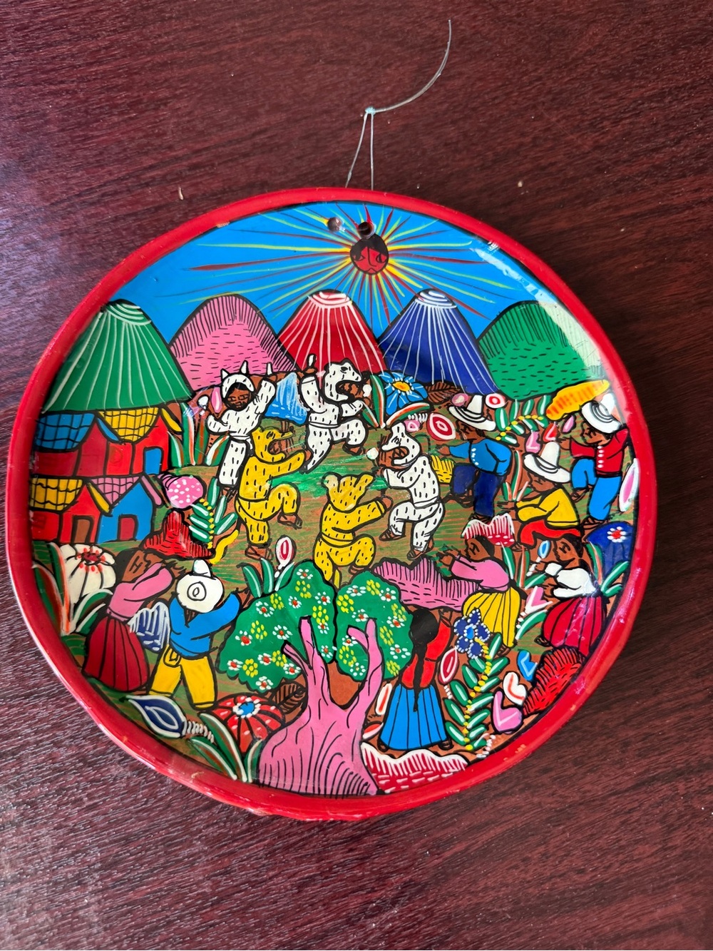 Mexican Folk Art Plate Pottery Ceramic Farm Life Wall Art Decor Isidro Terra Cot - Picture 7 of 7